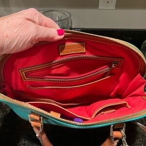 Dooney & Bourke Blue and Red Satchel with Spacious Interior